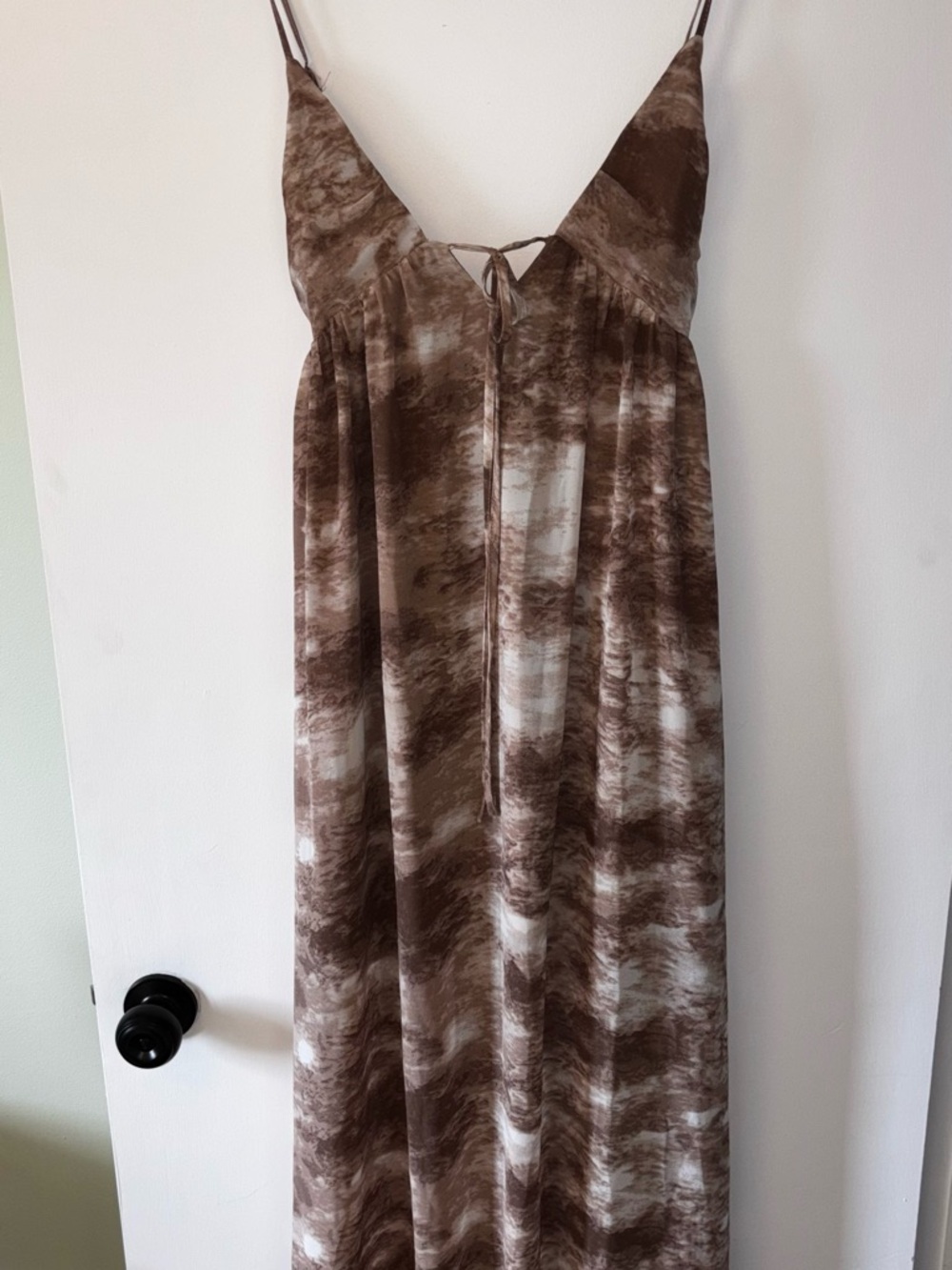 Fashion Nova Brown Tie-Dye Maxi Dress